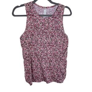 Kinesis Pink Floral Print Breathable‎ Cotton Modal Stretchy Light Tank Top Sz XS